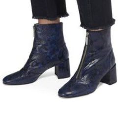 Whistles - Rowan Leather Zip Front Boots - Blue Black - UK 5 - RRP 285