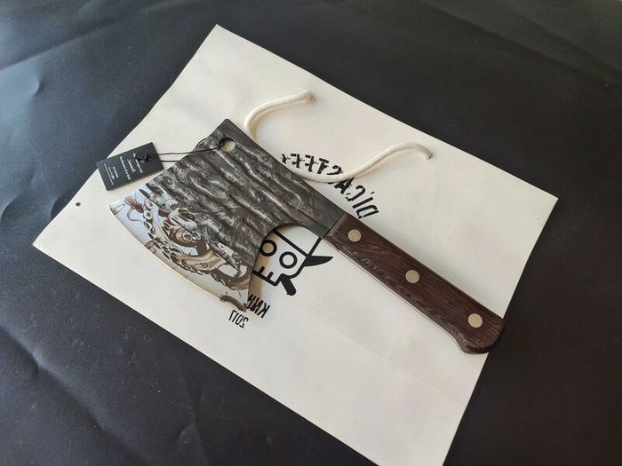 Forged Axe Knife with Octopus Engraving  By Di'Casteel