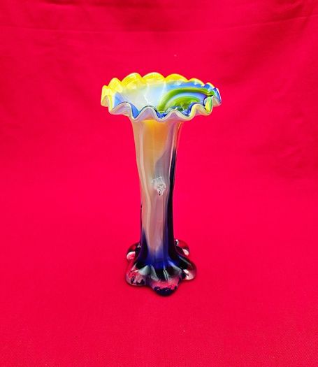 Murano Style Blown Glass . Art Glass  Vase Bent Tree Trunk-Flower