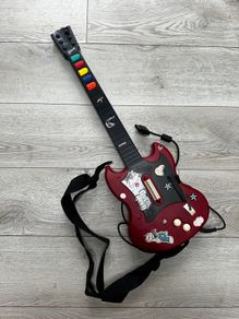 red Guitar Controller PS2 PlayStation 2, Red, With Strap
