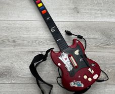 red Guitar Controller PS2 PlayStation 2, Red, With Strap