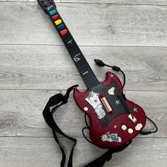 red Guitar Controller PS2 PlayStation 2, Red, With Strap