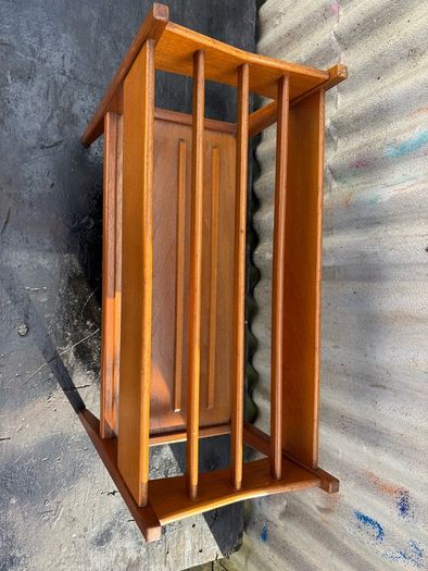 Mid-Century Danish Teak Magazine Rack 1960s Scandinavian Modern Design