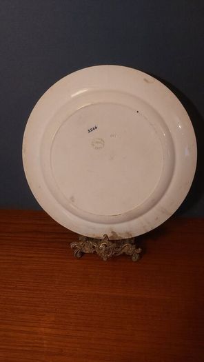 Fabulous Vintage Rare Arklow Pottery Blue and White 10 Inch Wall Plate in an Unusual Pattern with Carnations and a Windmill on a Hill, Very Aesthetic Movement in Style, Display Only