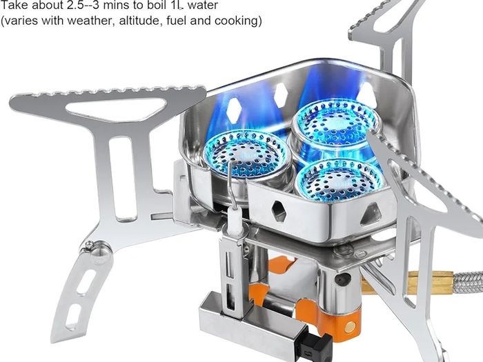 Camping Gas Stove, Windproof Backpacking Burner Cooking Stoves 6800W, Foldable Rocket Camping Stove with Carry Box, Outdoor Camping Gas Burner for Cooking, Hiking, Camping, Trekking, Picnic