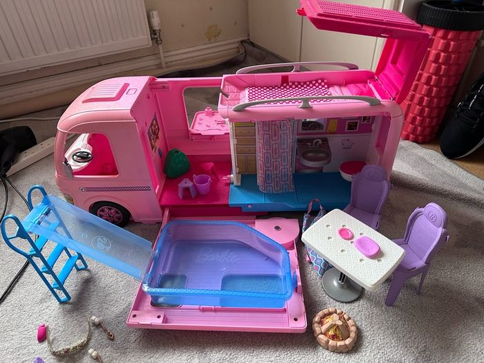 Barbie Dream Camper Van PlaySet Pool Water Slide Doll Caravan Gift Set