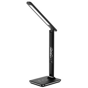 LED Desk Lamp with Wireless Charging Pad & Clock