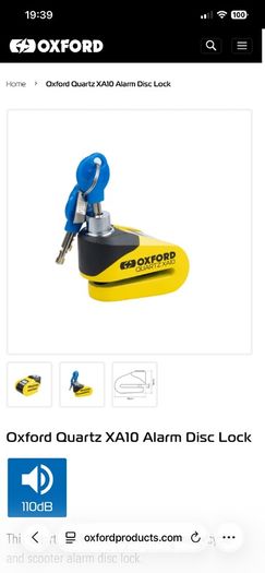 Oxford Motorcycle Disk Lock Alarm