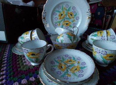 Vtg Gloria New Chelsea Staffs China Teaset