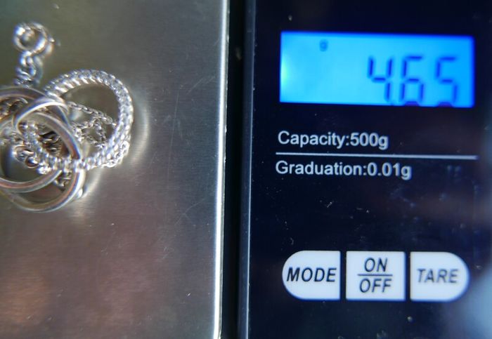 Sterling Silver 925 Cubic Zirconia Polished Triple Circle Pendant and Chain in the original box L 17" - 4,65g