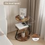 Side Table, Small Round Coffee Table with 3 Color LED Lights, End Table with 3 Tier Storage Shelves, Bedside Sofa Side Tables for Living Room Bedroom, Rustic Brown Image 5