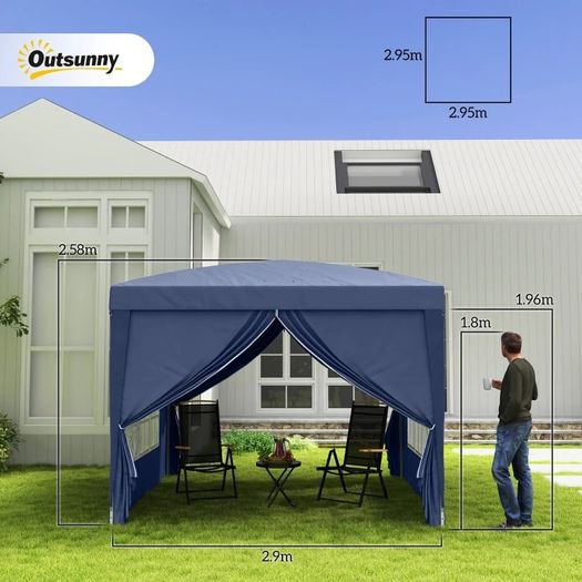 3 x 3(m) Pop Up Gazebo, Water and UV Resistant Party Tent Camping Canopy Marquee with Carry Bag, Blue