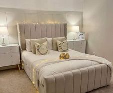 Double Bed Modern Lined Headboard