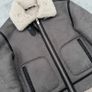 Grey Zara Shearling Bomber Aviator Jacket Image 2