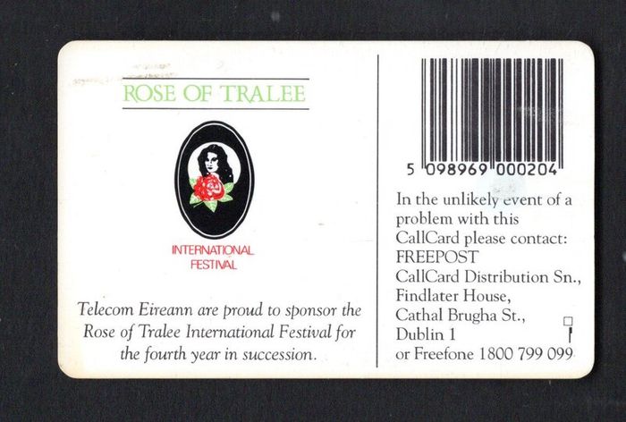 1995 Ireland 20 unit Rose of Tralee '95 (Gemplus GEM1) Call Card Used. Telecom Eireann card number 1095.
