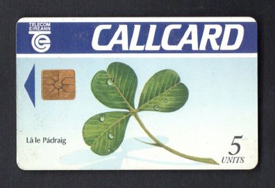 1991 Ireland 5 Unit St. Patricks Day '91 (Shamrock)  (Gemplus GEM1) Call Card Mint. Note this card is not known to have wrapper. Telecom Eireann card number 1028