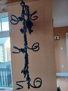 Heavy Duty Vintage Wrought Iron Six Bottle Wall Hanging Wine Rack