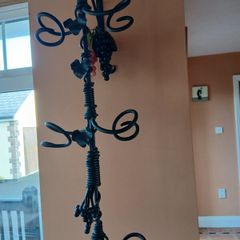 Heavy Duty Vintage Wrought Iron Six Bottle Wall Hanging Wine Rack