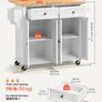 Large Kitchen Island Cart with Storage Mobile Rolling Storage Island on Swivel Wheels, with 2 Drawers, Storage Cabinet, Drop Leaf, Spice/Towel Rack Image 2