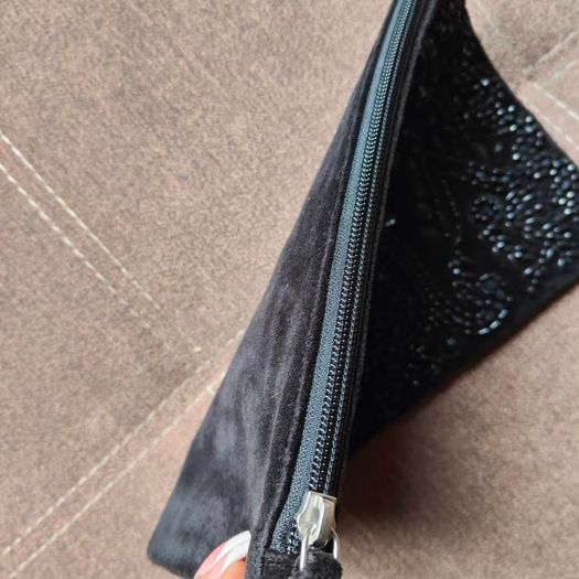 Black beaded wrist strap bag