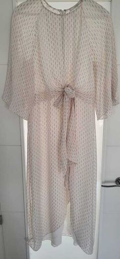 UTERQUE White Mulberry Silk Faux Wrap Dress Sz L (Fit 10-12UK)