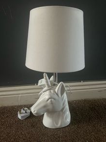 White unicorn table lamp