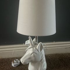 White unicorn table lamp