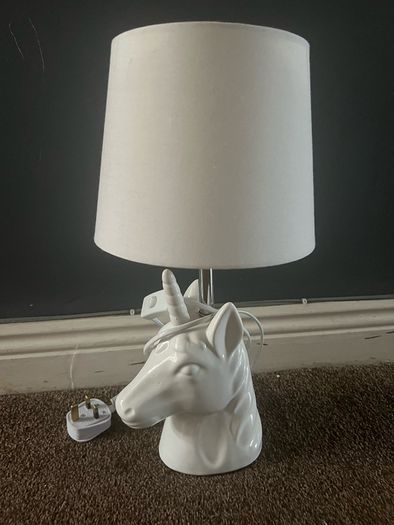 White unicorn table lamp
