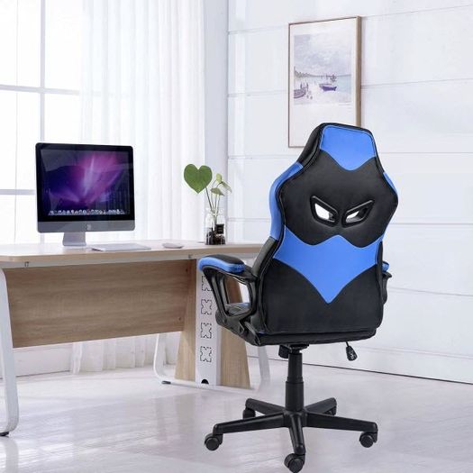 Blue Racing Style Gaming Chair with Headrest & Lumbar Support