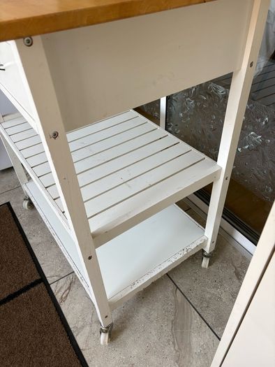 White wooden Kitchen island / utility trolley