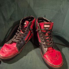 Vans X Marvel SK8-Hi Deadpool black and red leather sneakers