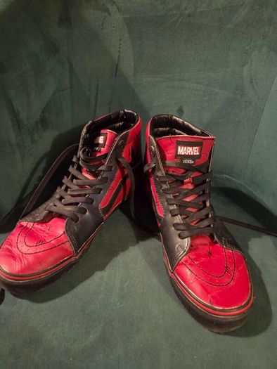 Vans X Marvel SK8-Hi Deadpool black and red leather sneakers