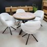 Kornelia Beige Chenille Swivel Chair  Black Metal, Built-in Arms Image 10