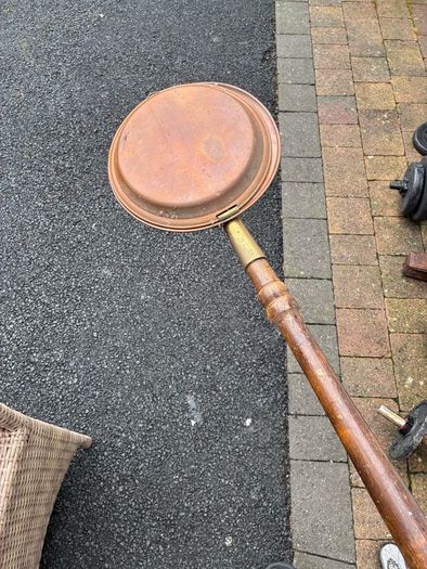 antique copper bed warmer