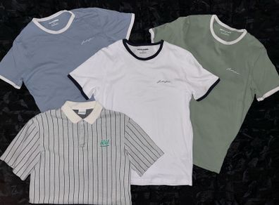 Jack & Jones set of FOUR cotton tee shirts all size Medium like new! Ringer & Polo