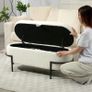 Storage stool, seat stool with lid and storage, steel legs, padded stool with fleece cover, Cream White Image 4