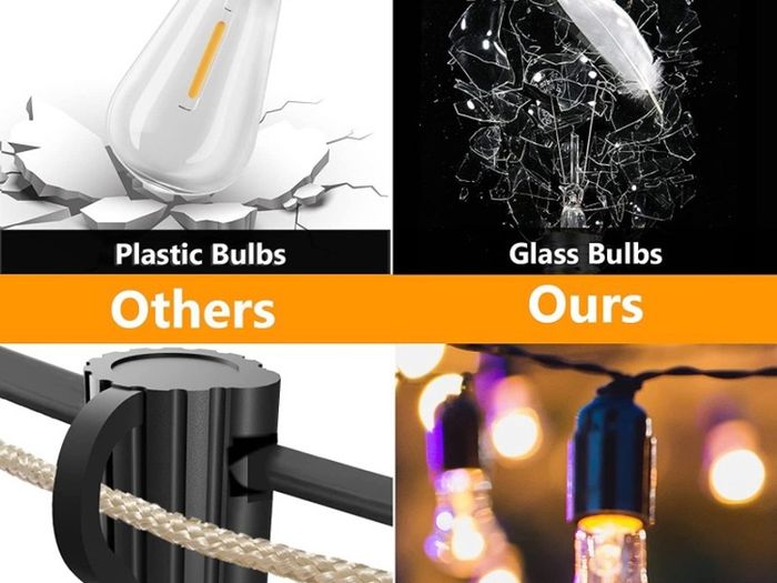 Festoon Lights Outdoor 60FT, String Lights Mains Powered Waterproof with 31Pcs ST38 Plastic LED Bulbs, 2200K Warm White Garden Patio String Lights for Party Decor Wedding (FREE POSTAGE)