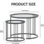 Round Coffee Tables, Set of 2 End Table, Nesting Tables, Side Table with Metal Frame for Living Room/Bedroom/Balcony/Office/Apartment, Diameter 23.6/15.7 IN (Black with Gray Glass) Image 2