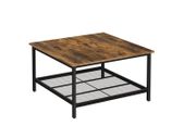 Coffee table square coffee table, coffee table, made of steel, with mesh shelf, square, industrial design, for living room, vintage brown-black