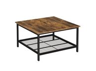 main image for ad Coffee table square coffee table, coffee table, made of steel, with mesh shelf, square, industrial design, for living room, vintage brown-black