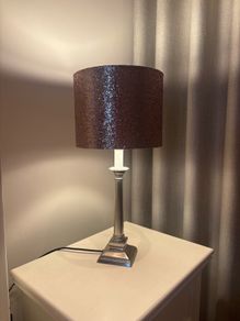 Silver Table Lamp with pink textured shade
