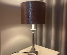Silver Table Lamp with pink textured shade
