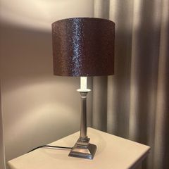 Silver Table Lamp with pink textured shade