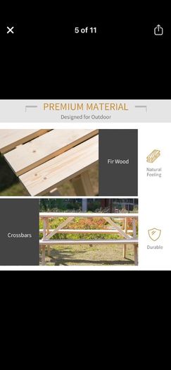 Outsunny 4-Seater Wooden Picnic Bench Set-Fir Wood