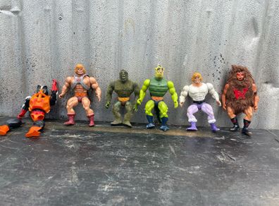 Vintage Masters of the Universe, He-man, Prince Adam, Stinker, Grizzlor, Whiplash, Mossman, c1980s