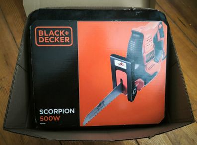 Unopened B&D 500W Corded multifunctional saw Autoselect Scorpion with three blades in case
