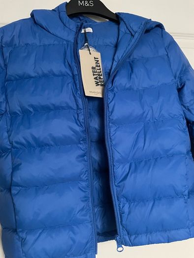 Winter jacket boys down feather water repellent blue Mango 7-8y New