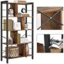 Bookcase Industrial style 5 tier storage shelves rustic brown Image 2
