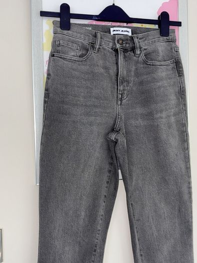 Ladies Grey Black High Rise Slim Straight Jeans