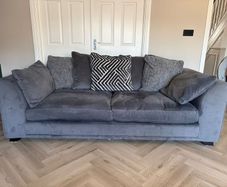 2 YR OLD DFS Grey 4-Seater Sofas x2 &Matching Footstool